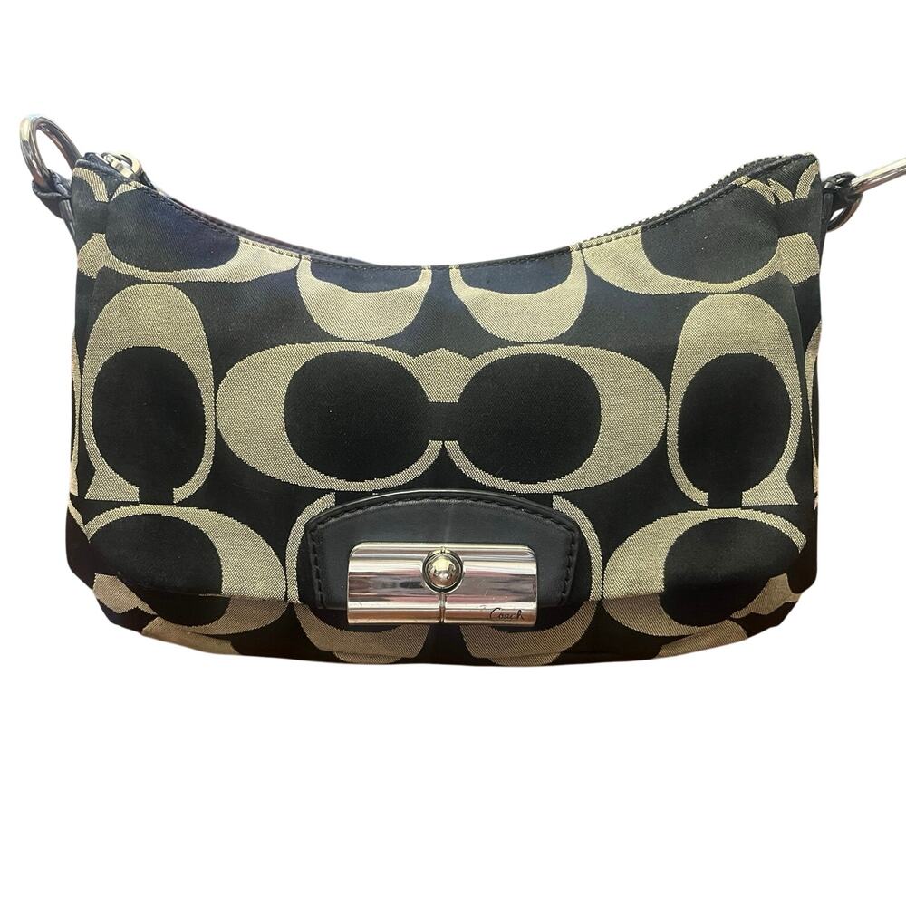 Y2K Coach Kristin Signature (F22302) Shoulder Bag – Black/Beige- Vintage